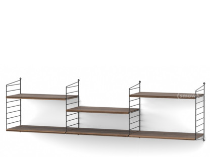 String System Shelf L 30 cm|Black|Walnut veneer