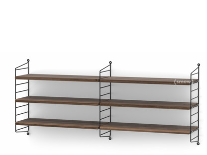 String System Shelf M 20 cm|Black|Walnut veneer