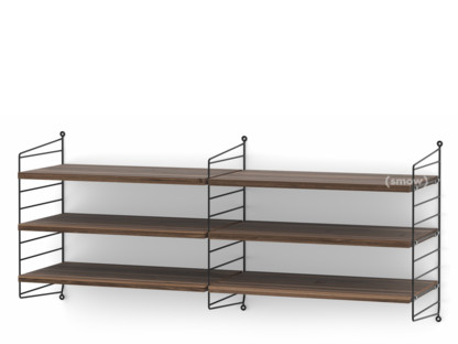 String System Shelf M 30 cm|Black|Walnut veneer