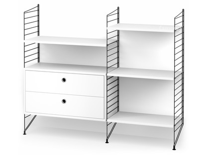 String System Floor Shelf with Drawers Black|White lacquered
