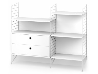 String System Floor Shelf with Drawers White|White lacquered