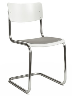 S 43 Classic Chrome-plated frame|Lacquered beech|Pure white (RAL 9010)|Seat pad without upholstery light grey melange|Black plastic glides with felt