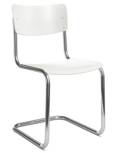 S 43 Classic Chrome-plated frame|Lacquered beech|Pure white (RAL 9010)|Without seat pad|No glides