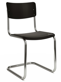 S 43 Classic Chrome-plated frame|Lacquered beech|Deep black (RAL 9005)|Seat pad with upholstery black|No glides