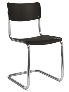 S 43 Classic Chrome-plated frame|Lacquered beech|Deep black (RAL 9005)|Without seat pad|Black plastic glides with felt