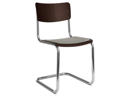 S 43 Classic Chrome-plated frame|Stained beech|Dark brown (TP 89)|Seat pad with upholstery light grey melange|No glides