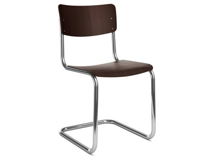 S 43 Classic Chrome-plated frame|Stained beech|Dark brown (TP 89)|Without seat pad|No glides