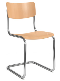 S 43 Classic Chrome-plated frame|Stained beech|Natural beech|Without seat pad|Black plastic glides with felt