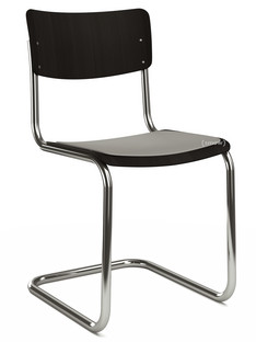 S 43 Classic Chrome-plated frame|Stained beech|Black (TP 29)|Seat pad without upholstery light grey melange|No glides