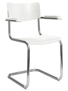 S 43 F Classic Chrome-plated frame|Lacquered beech|Pure white (RAL 9010)|Without seat pad|No glides