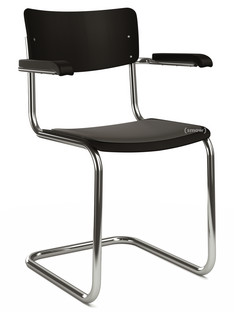 S 43 F Classic Chrome-plated frame|Lacquered beech|Deep black (RAL 9005)|Seat pad with upholstery black|No glides