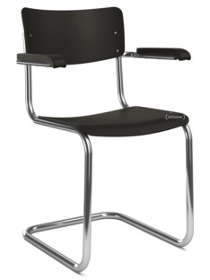 S 43 F Classic Chrome-plated frame|Lacquered beech|Deep black (RAL 9005)|Without seat pad|Black plastic glides with felt