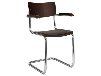 S 43 F Classic Chrome-plated frame|Stained beech|Dark brown (TP 89)|Seat pad without upholstery black|No glides