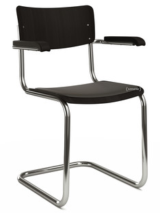 S 43 F Classic Chrome-plated frame|Stained beech|Black (TP 29)|Seat pad with upholstery black|Black plastic glides with felt