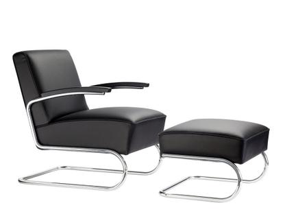 S 411 Leather nero|Chrome-plated|With footstool|No glides