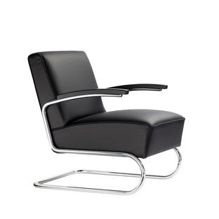 S 411 Leather nero|Chrome-plated|Without footstool|No glides