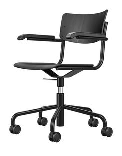 S 43 Swivel Chair Black stained beech|Deep Black (RAL 9005)|With armrests