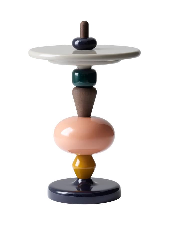 Shuffle Side Table Spectrum MDF PU lacquered solid oak