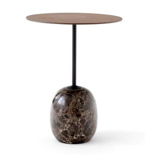 Lato Side Table Round (Ø 40 cm)|Walnut / Emparador marble