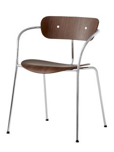 Pavilion Chair Lacquered walnut|Chrome|With armrests