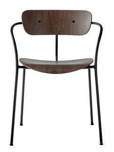 Pavilion Chair Lacquered walnut|Black powder coated|With armrests