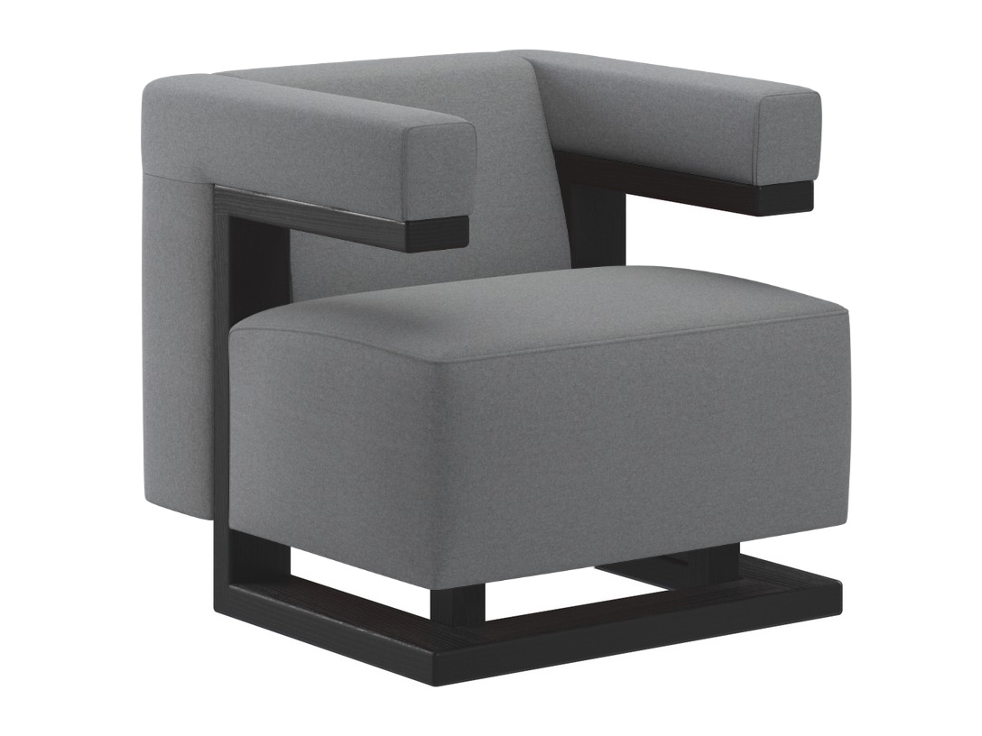 F51 Gropius Armchair Cavalry cloth Silver grey Black lacquered