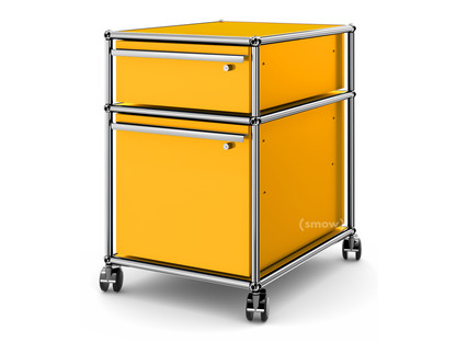 USM Haller Mobile Pedestal with Hanging File Basket All compartments with a lock|Golden yellow RAL 1004