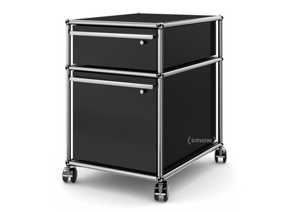 USM Haller Mobile Pedestal with Hanging File Basket All compartments with a lock|Graphite black RAL 9011