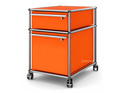 USM Haller Mobile Pedestal with Hanging File Basket All compartments with a lock|Pure orange RAL 2004