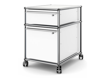 USM Haller Mobile Pedestal with Hanging File Basket All compartments with a lock|Pure white RAL 9010