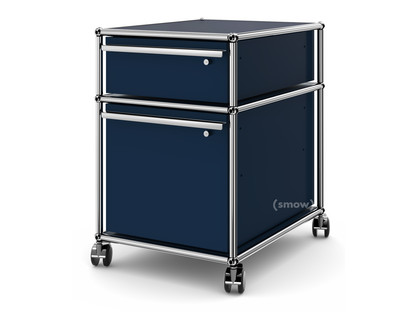 USM Haller Mobile Pedestal with Hanging File Basket All compartments with a lock|Steel blue RAL 5011