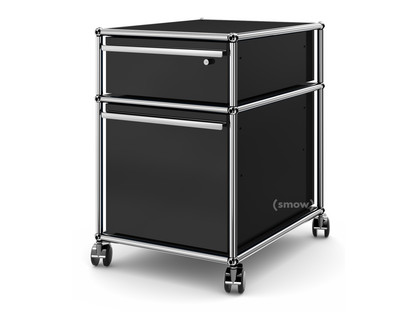 USM Haller Mobile Pedestal with Hanging File Basket Only A6-drawer with lock|Graphite black RAL 9011