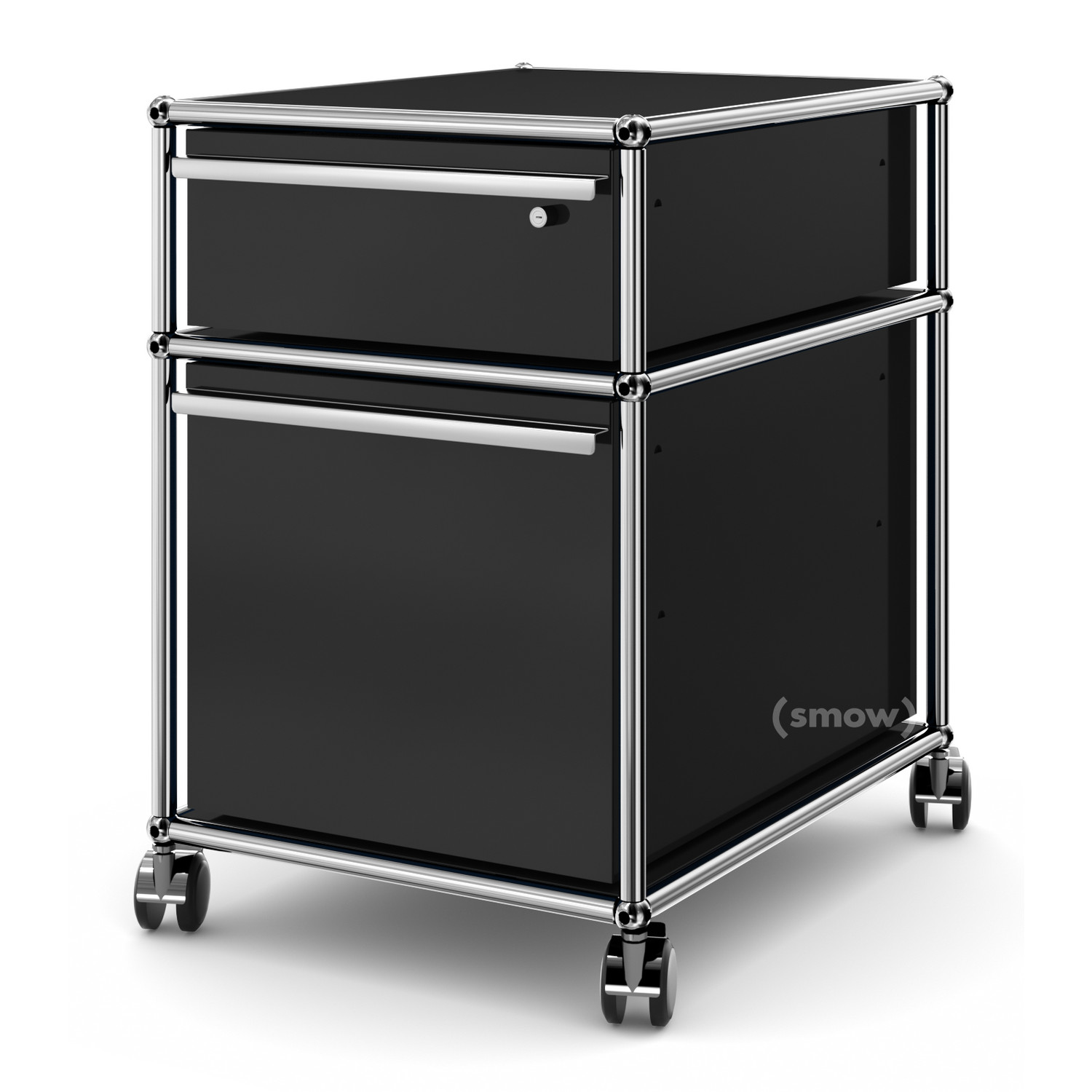USM Haller Mobile Pedestal with Hanging File Basket, Only A6-drawer with  lock, Graphite black RAL 9011 | USM Haller | USM Haller Mobile Pedestals -  Designer furniture from smow