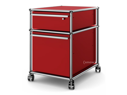 USM Haller Mobile Pedestal with Hanging File Basket Only A6-drawer with lock|USM ruby red