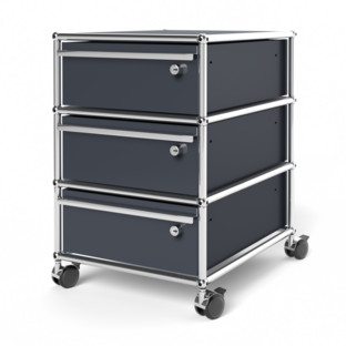 USM Haller Mobile Pedestal with 3 Drawers Type I (with Counterbalance) All compartments with a lock|Anthracite RAL 7016
