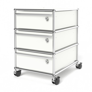 USM Haller Mobile Pedestal with 3 Drawers Type I (with Counterbalance) All compartments with a lock|Pure white RAL 9010