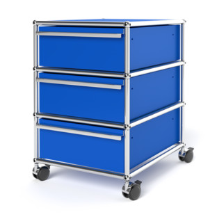 USM Haller Mobile Pedestal with 3 Drawers Type I (with Counterbalance) No locks|Gentian blue RAL 5010