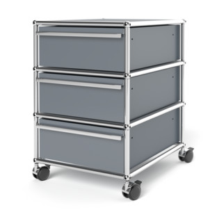 USM Haller Mobile Pedestal with 3 Drawers Type I (with Counterbalance) No locks|Mid grey RAL 7005