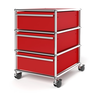 USM Haller Mobile Pedestal with 3 Drawers Type I (with Counterbalance) No locks|USM ruby red