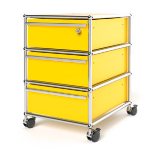 USM Haller Mobile Pedestal with 3 Drawers Type I (with Counterbalance) Top drawer with lock|Golden yellow RAL 1004