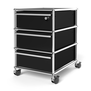 USM Haller Mobile Pedestal with 3 Drawers Type I (with Counterbalance) Top drawer with lock|Graphite black RAL 9011