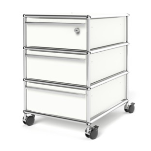 USM Haller Mobile Pedestal with 3 Drawers Type I (with Counterbalance) Top drawer with lock|Pure white RAL 9010