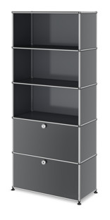 USM Haller Storage Unit with 2 Drop-down Doors Mid grey RAL 7005