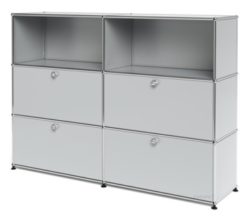 USM Haller Highboard L with 4 Drop-down Doors Light grey RAL 7035