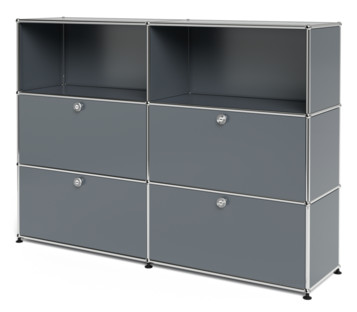 USM Haller Highboard L with 4 Drop-down Doors Mid grey RAL 7005