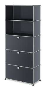 USM Haller Storage Unit M, Customisable Anthracite RAL 7016|Open|With drop-down door|With drop-down door|with extension door