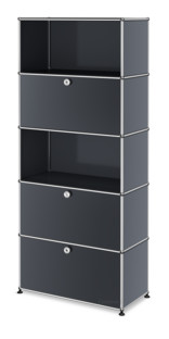 USM Haller Storage Unit M, Customisable Anthracite RAL 7016|With drop-down door|Open|With drop-down door|With drop-down door