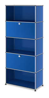 USM Haller Storage Unit M, Customisable Gentian blue RAL 5010|With drop-down door|Open|With drop-down door|Open