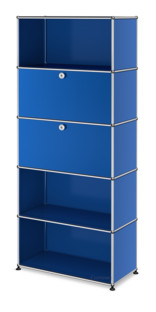 USM Haller Storage Unit M, Customisable Gentian blue RAL 5010|With drop-down door|With drop-down door|Open|Open