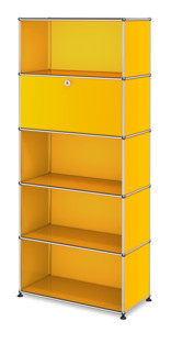 USM Haller Storage Unit M, Customisable Golden yellow RAL 1004|With drop-down door|Open|Open|Open
